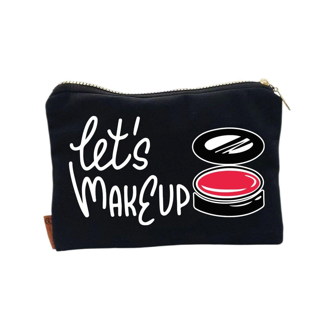 Makeup-Themed Canvas Pouch, Cosmetic Bag & Accessories Organizer, Thick Cotton Fabric, Padded Interior, Gold Zipper, Single-Sided High-Quality Digital Print, 23 x 17 cm (Lets Makeup)