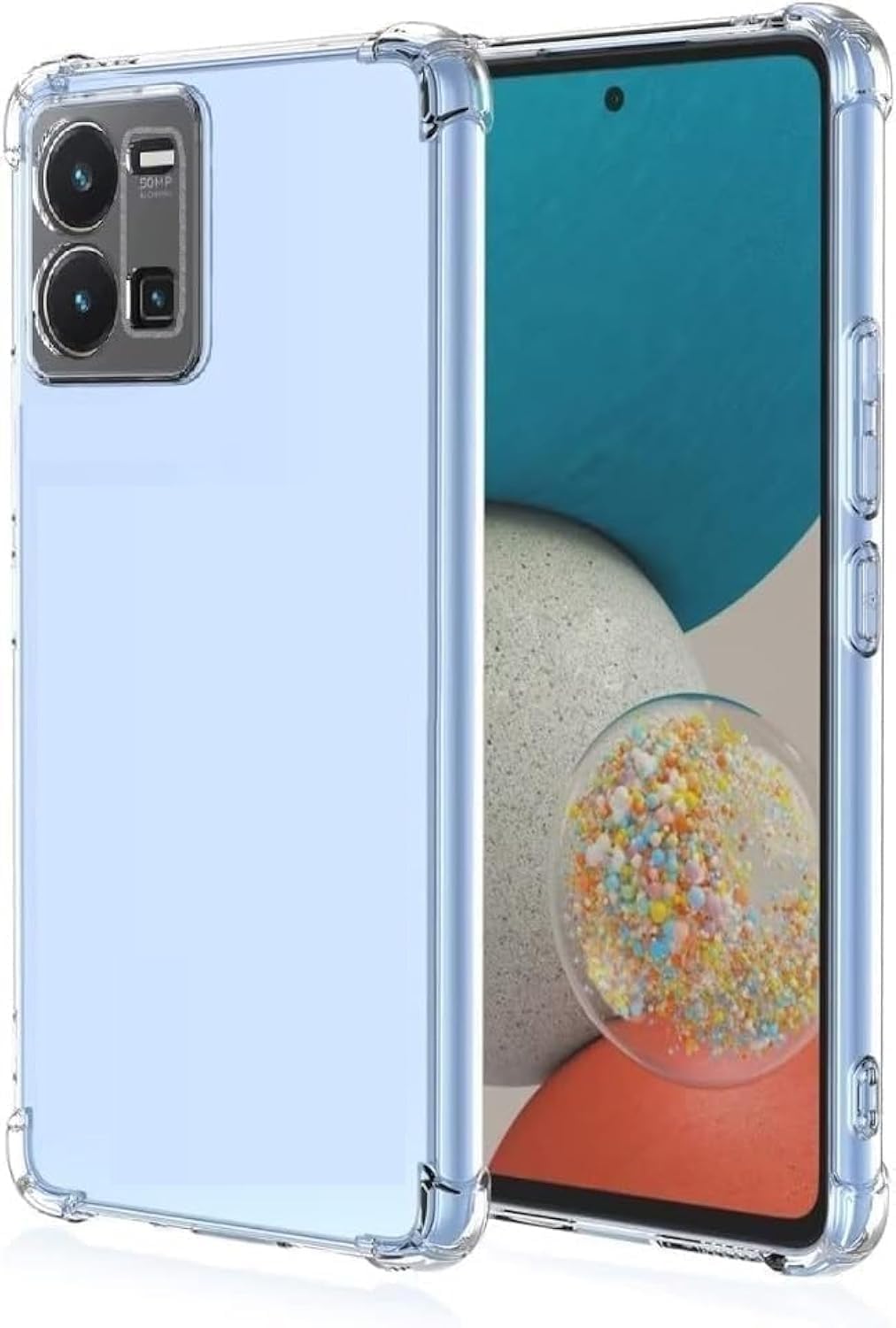 Case Compatible with Vivo Y22 Y22S Clear Soft TPU Bumper Silicone Reinforced Corner Full Camera Protection Transparent Case Cover
