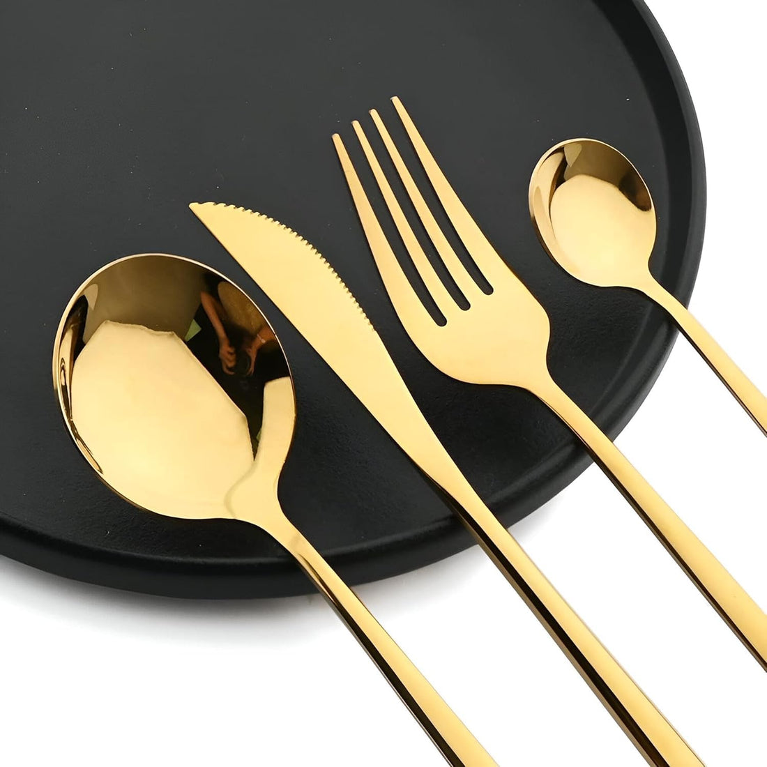 4-Piece Dining Utensil Set Stainless Steel, Contemporary Flatware with Spoon Fork and Knife, Stylish Tableware for Family Meals, Entertaining Guests and Daily Dining