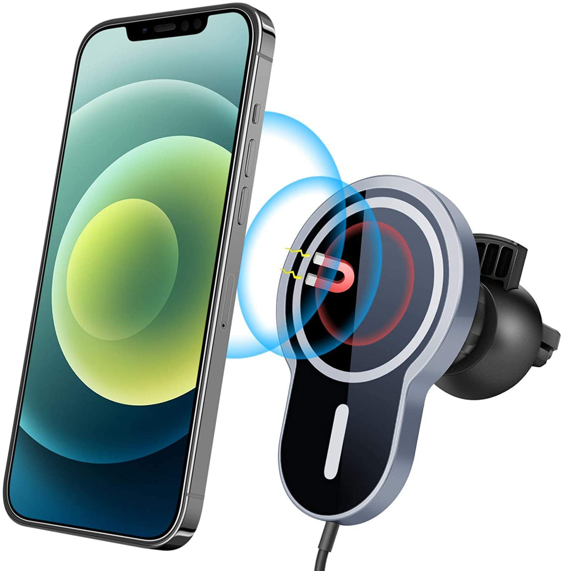 Magnetic Wireless Car Charger, [2021 Upgraded Version] 15W Qi Fast Charging Car Phone Mount, Compatible with Mag-Safe Case IPhone 13/13 Pro / 13 Pro max/iPhone 12/12Mini/12Pro/12Pro Max