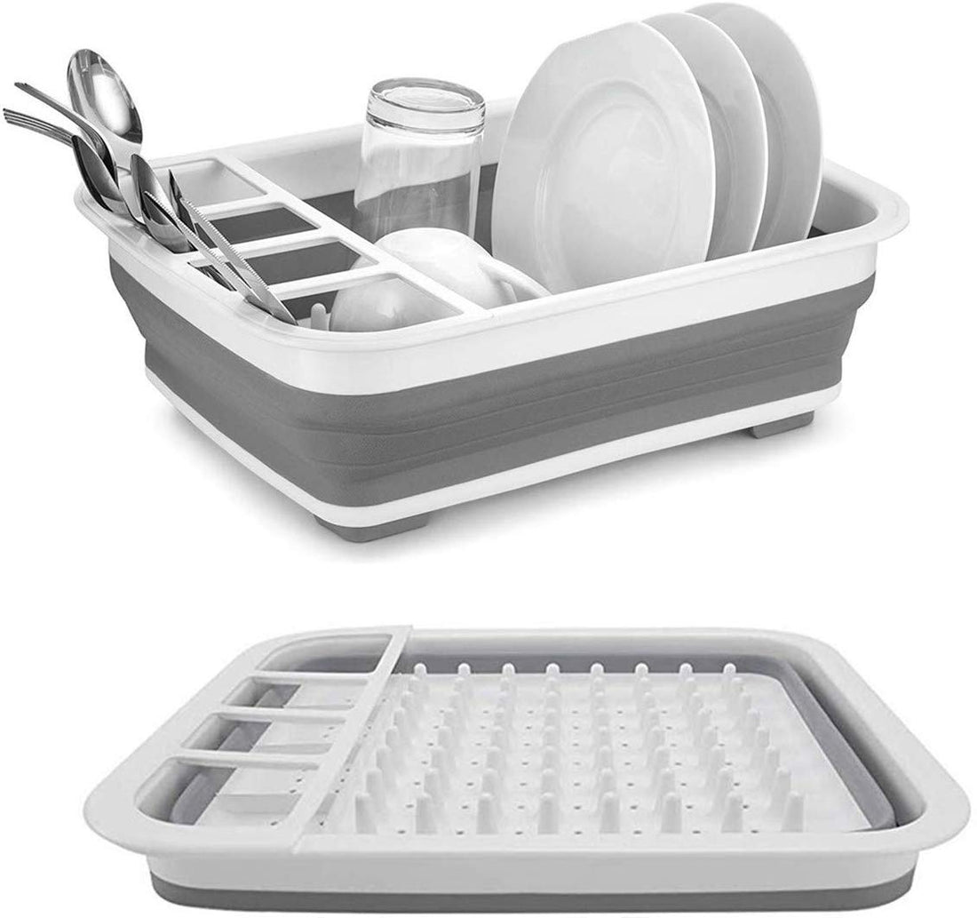 Dream Enterprise Silicone Collapsible Folding Dish Drying Rack Portable Dish Drainer Dinnerware Organizer for Kitchen Counter Storage Campers Pack of 1