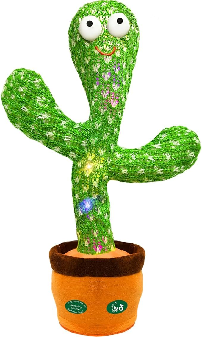 KIDSZONE Dancing & Singing Cactus Toy – Interactive Plush that Dances, Sings, Records & Repeats – Fun Gift for Kids & Adults