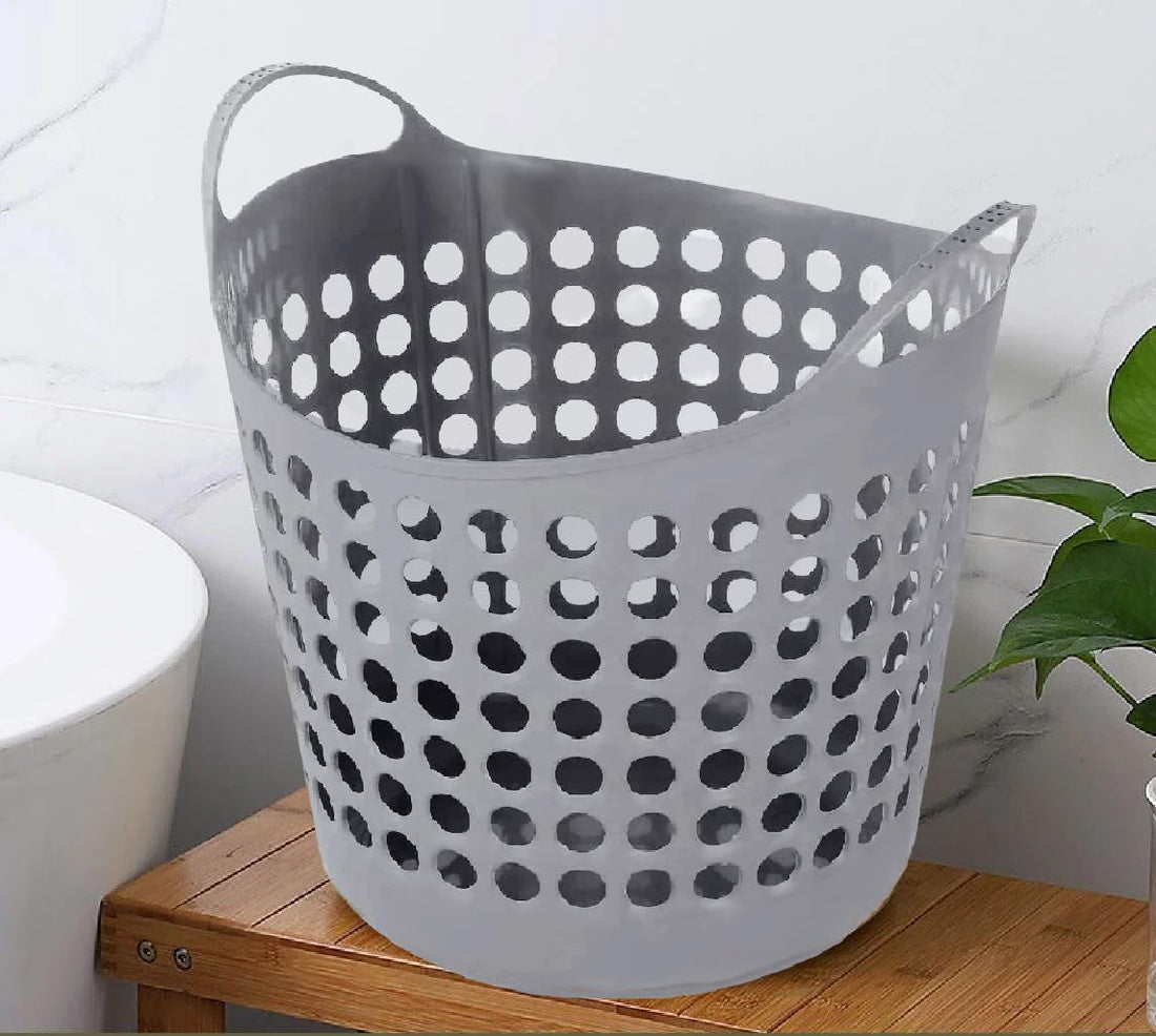 Laundry Storage Basket, Durable and Ventilated (Grey)