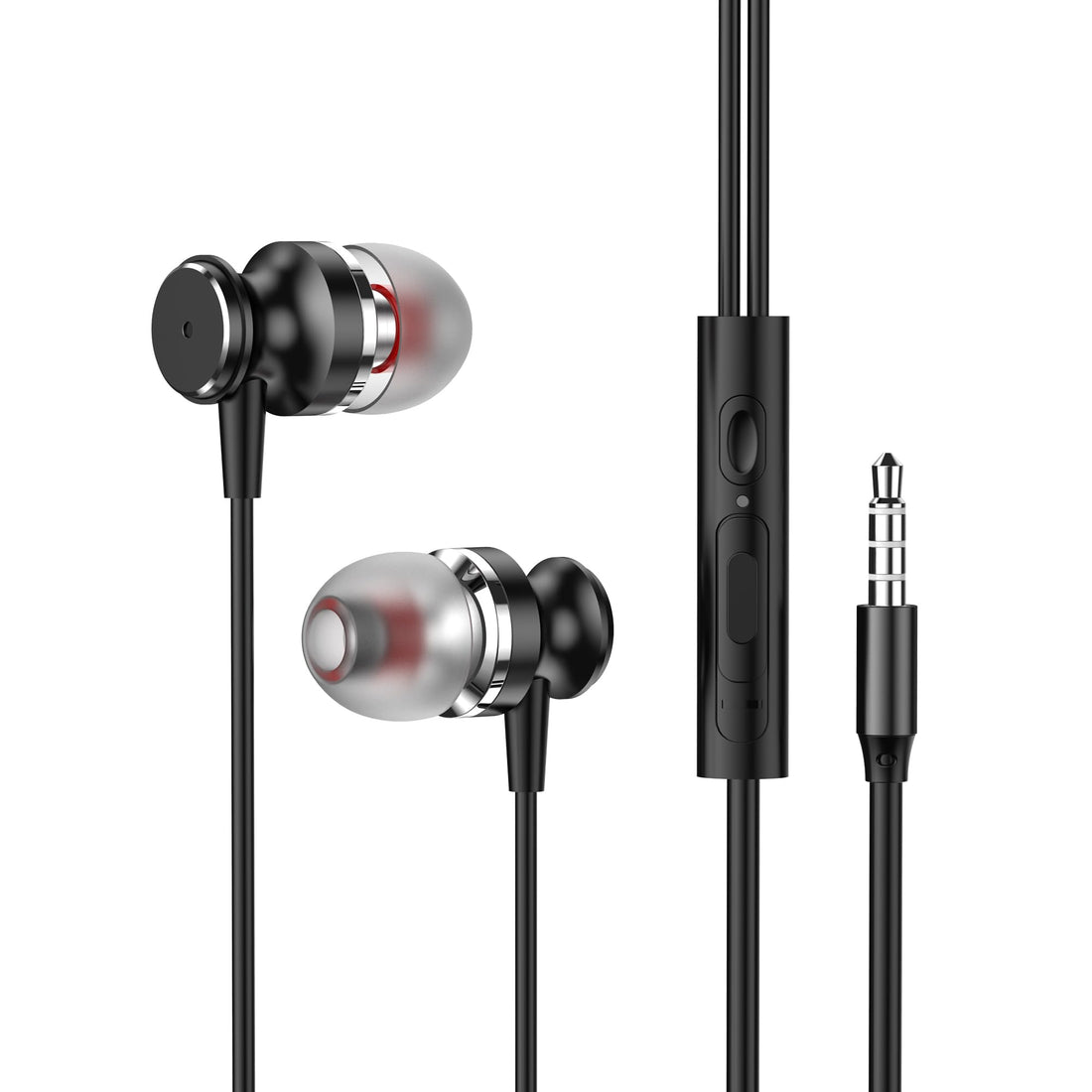 Tingwode T609 Metal Wired Music Earphone With HD Stereo Sound And Microphone For Mobile Phone 1.2 Meter - Black Headphones Headset