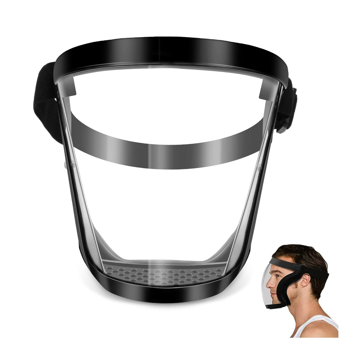 Full Face Shield, Transparent Full Face Shield, Reusable Anti-Fog Transparent Face Protection, HD Adjustable Breathable Face Mask to Protect Eyes and Face