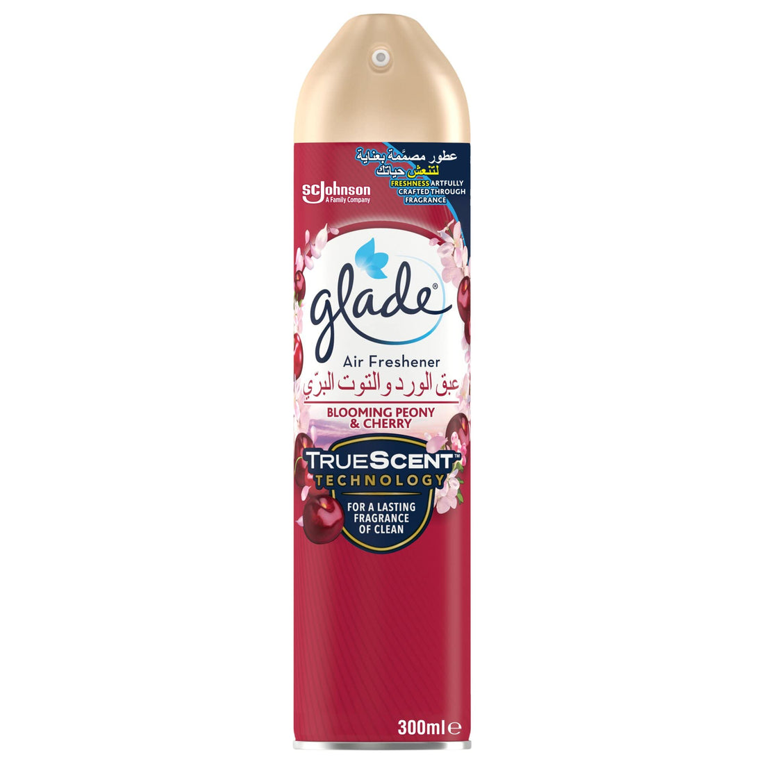 Glade air freshener spray, blooming peony and cherry, 300 ml