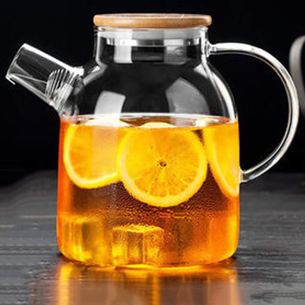 teapot 1L/ Large transparent borosilicate teapot heat-resistant large tea clear flower tea flower tea set puer kettle office for office (size:) tianfengyun (Size:)