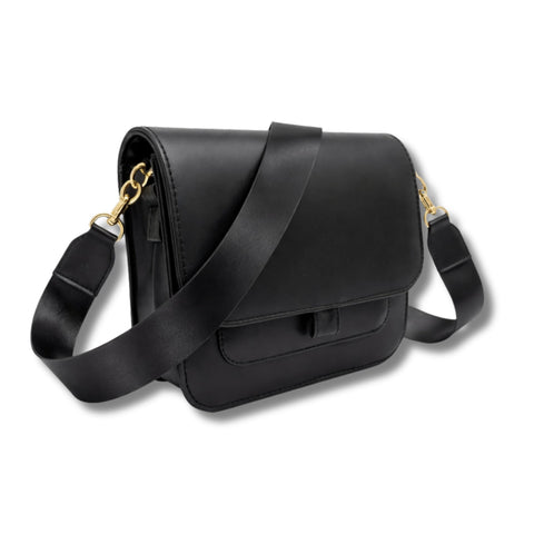 AYSLE 1643 Women’s Leather Shoulder & Crossbody Bag | Magnetic Closure | Wide Satin Strap | Gold Hardware | 12 Colors | 18×21×9 CM