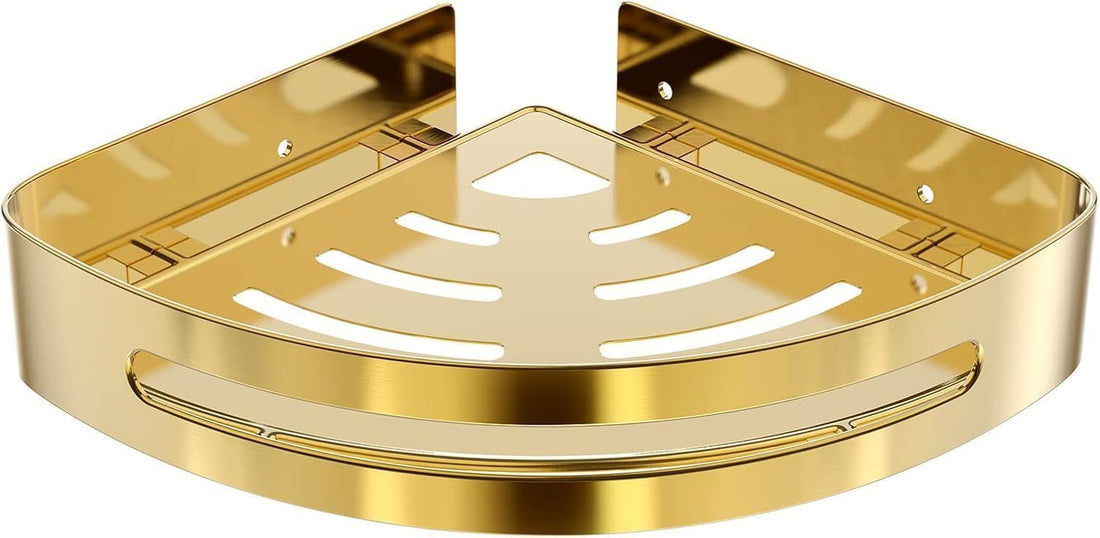 Luxury Bathroom Accessories Set (Stainless Steel Bathroom Corner Shelf - Gold)