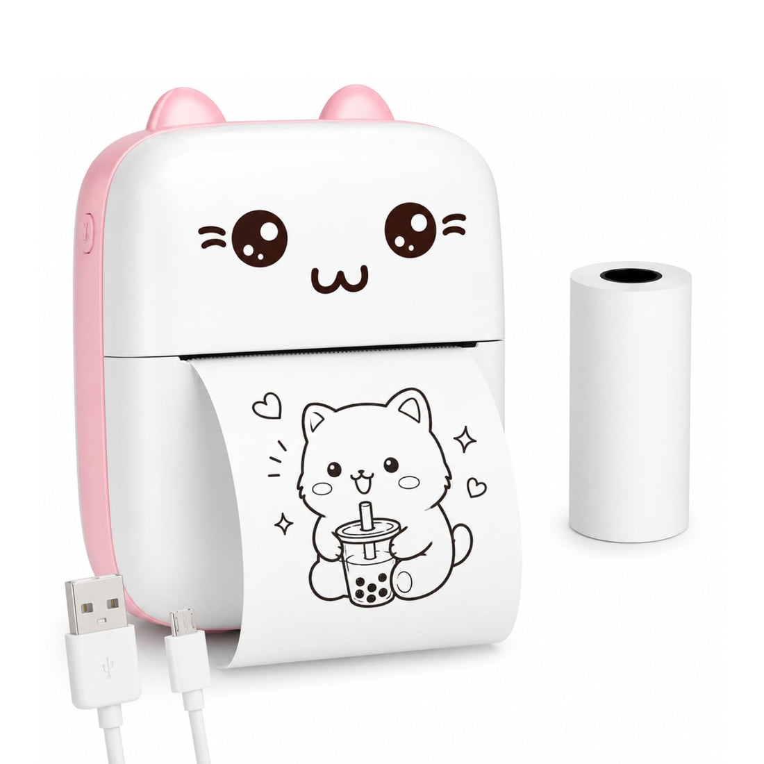 Toy Imagine Mini Portable Thermal Printer Wireless Bluetooth Label Printer 57mm Sticker Notes Print (Pink)