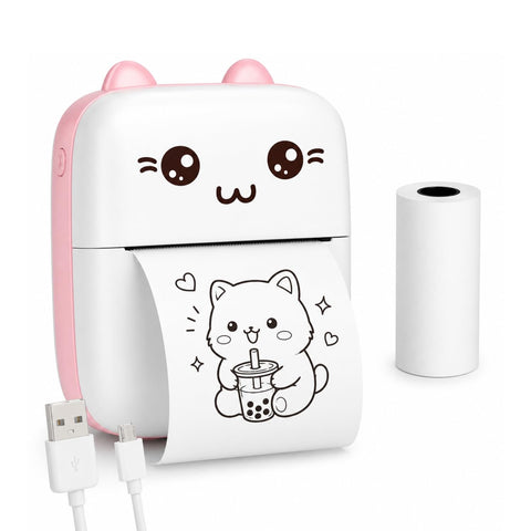 Toy Imagine Mini Portable Thermal Printer Wireless Bluetooth Label Printer 57mm Sticker Notes Print (Pink)