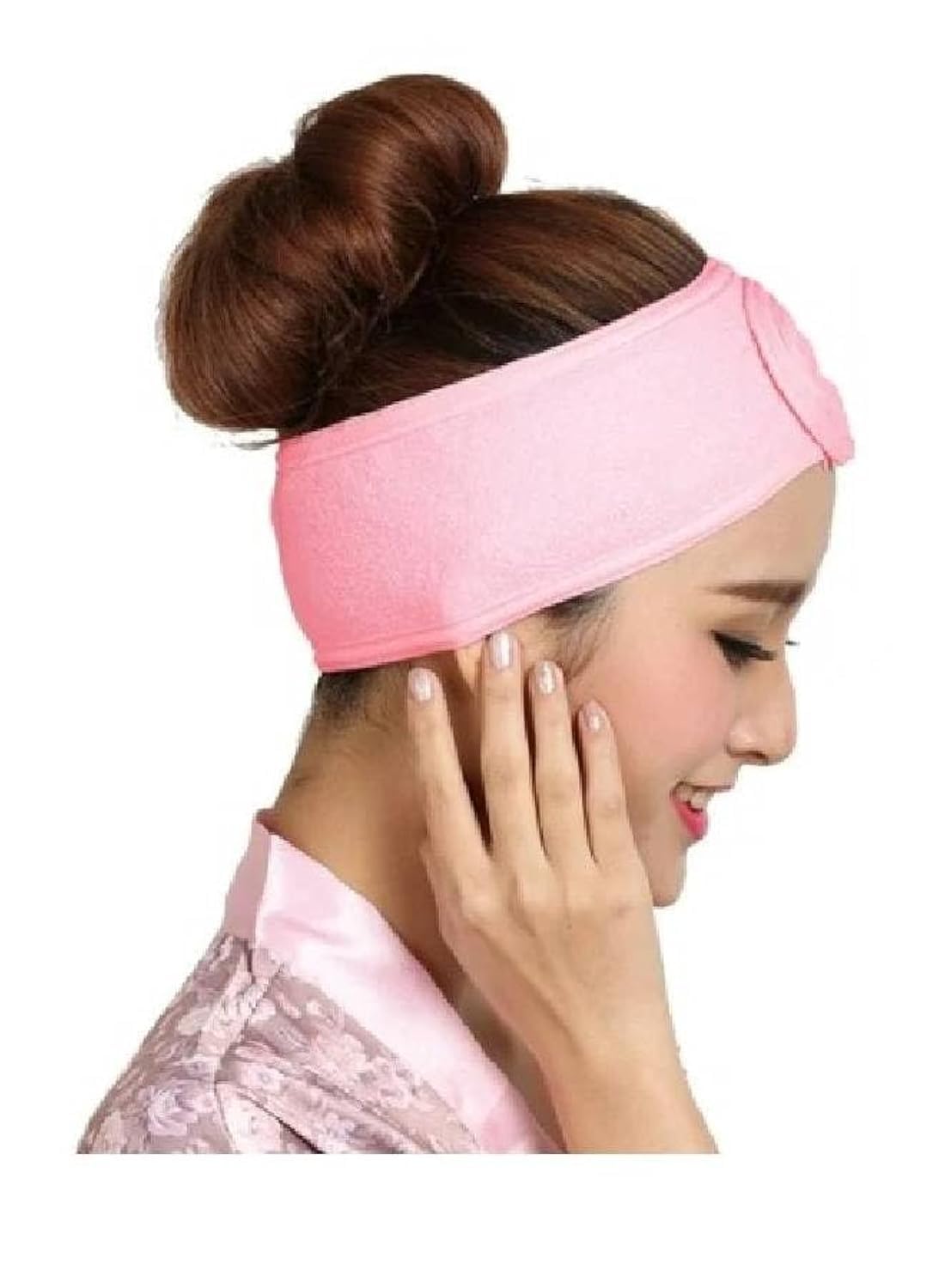 Headband Soft Toweling Hair Accessories Headbands For Face Washing Bath Makeup Hair Band Adjustable Facial Headband (pink)