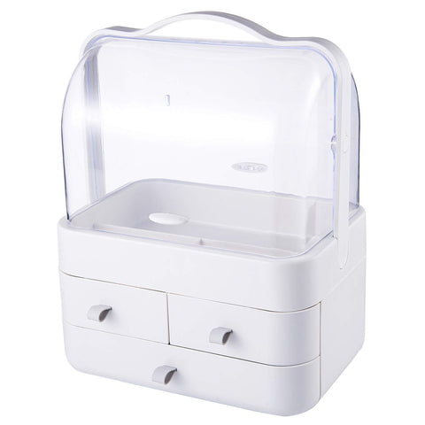 Faster Dustproof Makeup Organizer Clear Cosmetic Display Case Large Capacity Jewelry and Makeup Storage Display Boxes Great for Countertop