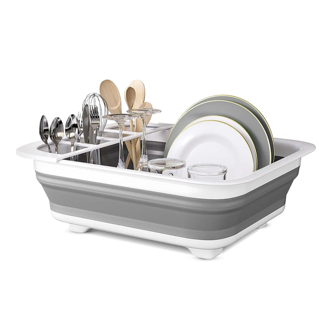 ASAB Collapsible Dish Rack Draining Board Portable Drying Storage Rack Drainer Organiser Camping Travel Space Saver White