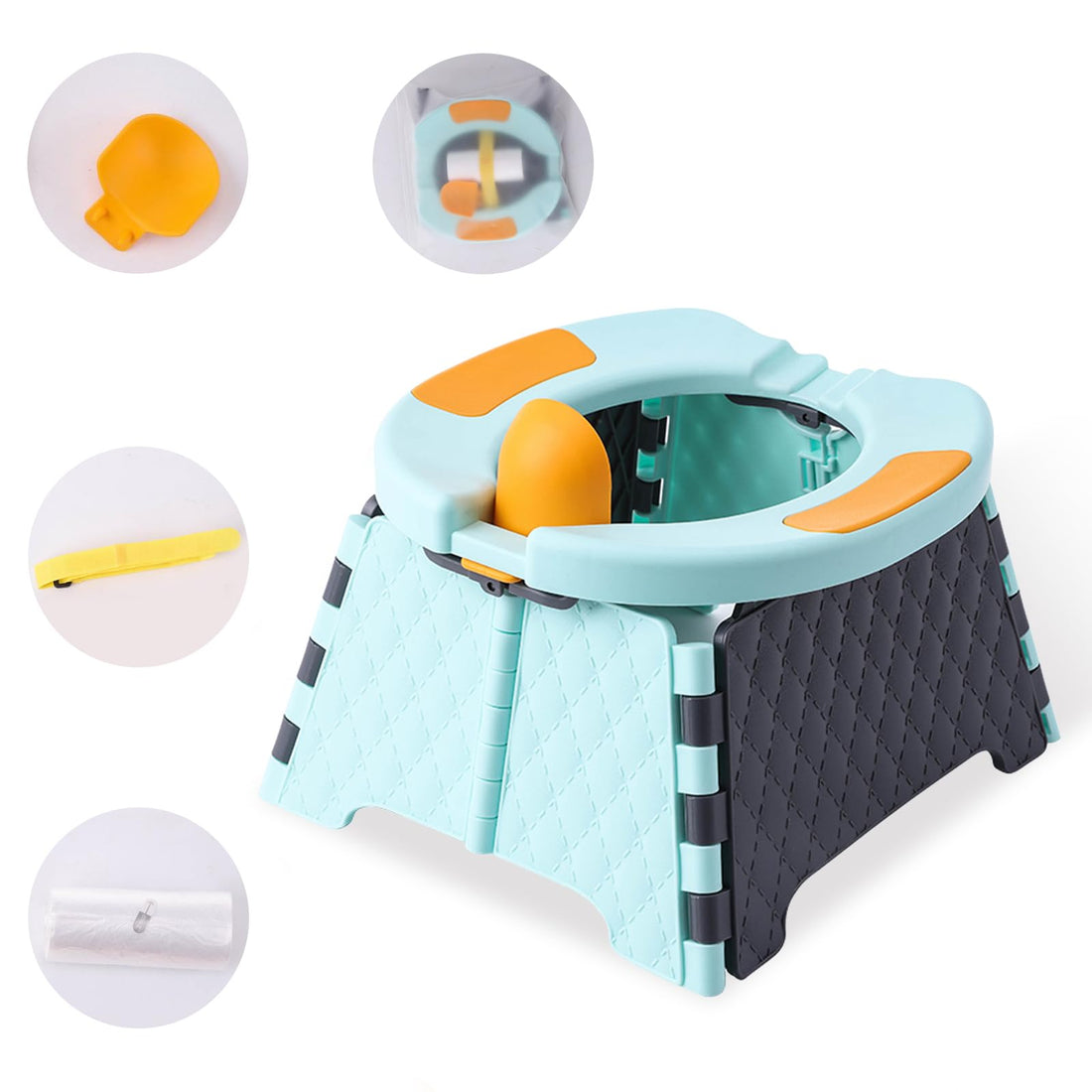 Portable Potty, Kids Travel Potty, Foldable Toilet Seat, Baby Potty Training Toilet for Outdoor and Indoor Easy to Clean(Blue) by Yszawmx (Blue)