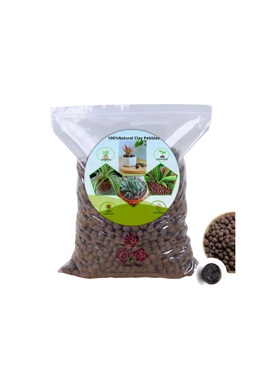 8LBS Organic Expanded Leca Clay Pebbles Hydroponics Growing Media for Gardening Orchid Aquaponics, Drainage,Decoration,100% Natural Leca Clay Balls,Leca for Plants