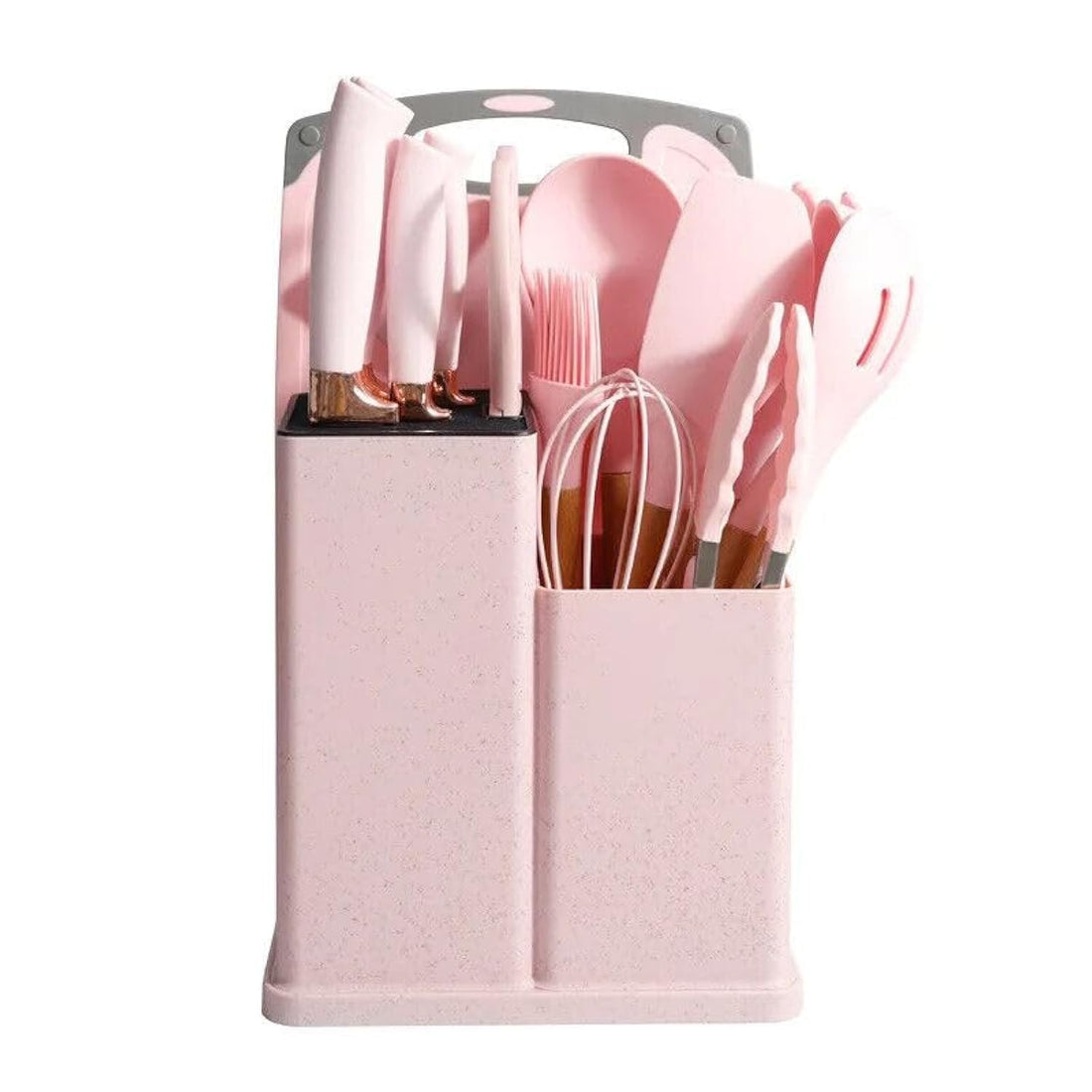 Kitchen Cutlery Set 16 PCS Stainless Steel Knives Block Set with Wooden Handle Kitchen Tool Gift Box for Cooking (Black) (Pink)