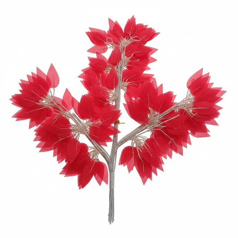 12 Pcs Artificial Leaves Branches 30cm Length 7cm Wide (Benjamina) – Decorative Vase & Rose Arrangements & Bouquet – Multiple Colors (Yellow/Red/White/Pink/Milky/Green) for Home Office (Red)