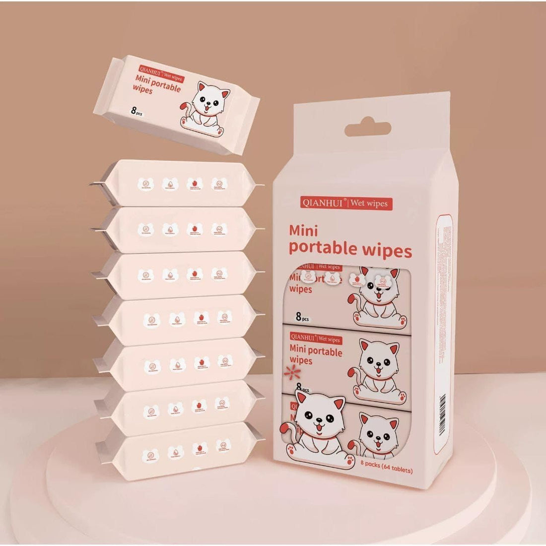 OVA Mini Disposable Baby Wipes – 8 Pack, Portable Hand & Face Cleaning Wipes