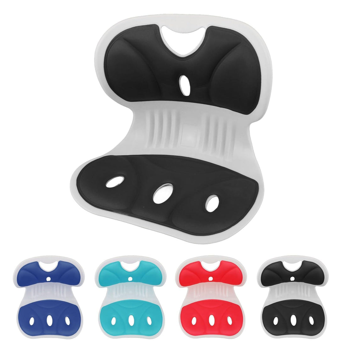 Ergonomic Back Support, Off Cushion, Lumbar Back Support For, Lumbar Support Posture Corrector, Seat Cushion Petal Shape Waist Protection (Black)