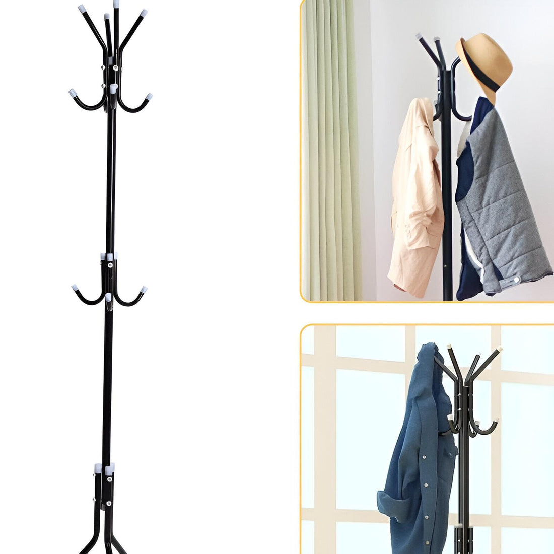 Introduction organizer - a dressing candle and a multi -use coat with 12 hooks, ideal for having hats, scarves and handbags, designed with a solid iron frame and elegant round base
