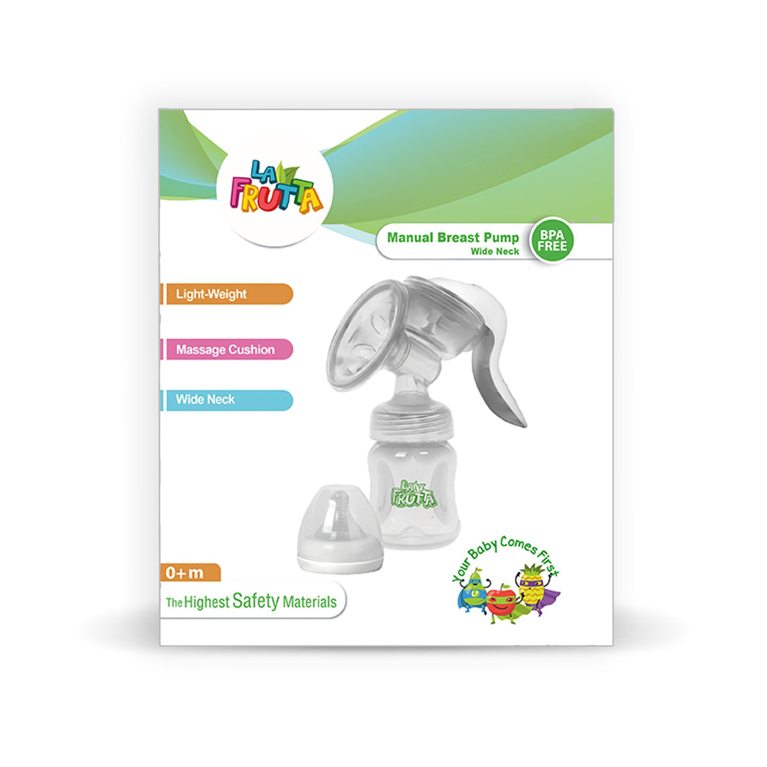 La FruttaNew Manual Breast Milk Pump, one size , Silicone Nipple, White