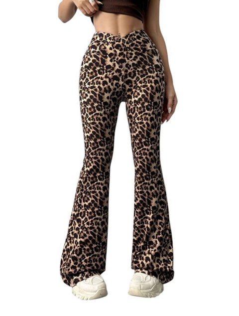 MEZA Women's Charleston Leopard Print High Waist Elastic Dafing Material Pilling and Shrinkage Resistant