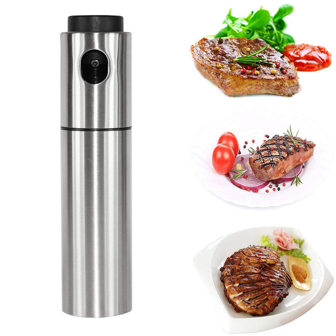 Olive oil sprayer for cooking, portable 100ml stainless steel oil spray dispenser, mini oil spritzer gadget for kitchen, vinegar bottle oil mister for air fryer, bbq, baking, roastingconvex shape