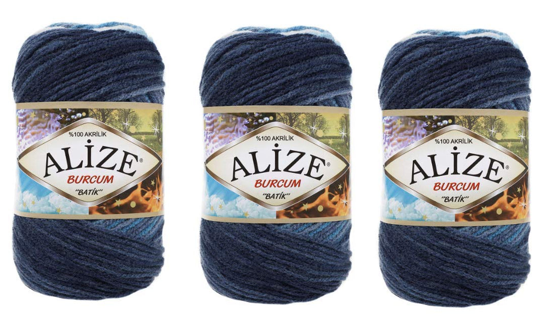 Alize Burcum Batik 100% Acrylic Multi Color Yarn Lot of 3skn 300gr 700yds Acrylic Hand Knitting Yarn (1899)