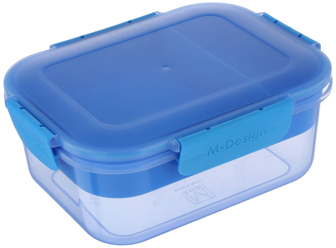 M-DESIGN 1.6L Lunch Box with Tray - Blue - Blue Clips