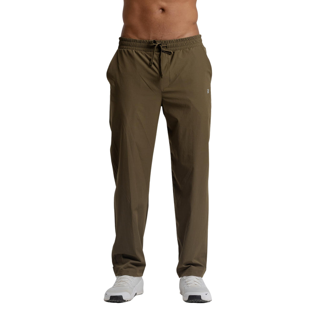 Men Essentials Flexi Dri Straight Sweat Pants Olive – Elastic Waistband with Drawstring, Lightweight Breathable Performance Pants for Training & Everyday Wear #229