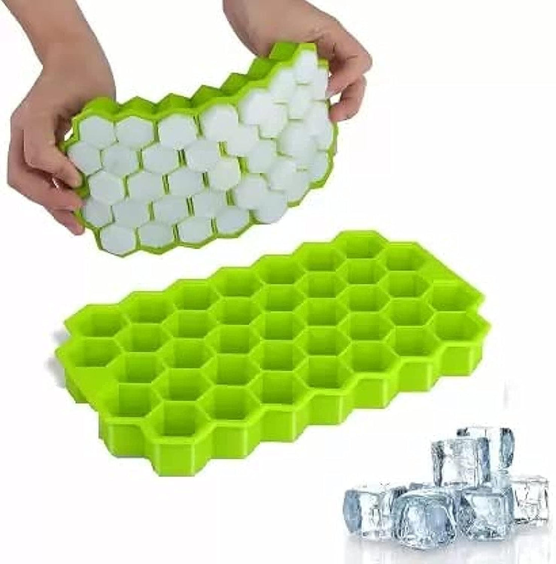 Generic Windbuzz Flexible Silicone Honeycomb 37 Cavity Ice Cube Tray with Lid Trays for Freezer Moulds Small Cubes Whiskey Fridge Bar Soft Ice Cube Tray (Multicolor) (1)