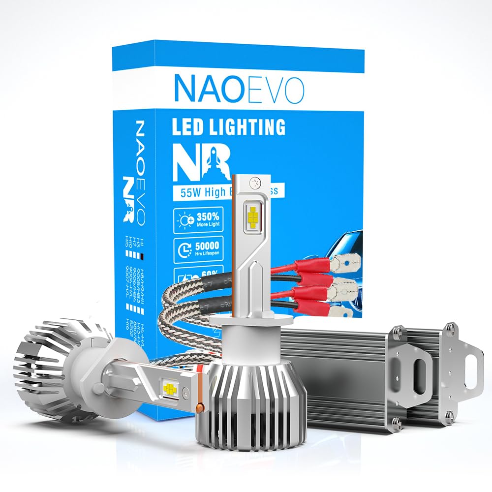 NAOEVO NR Series LED Car Headlight Bulbs 110 Watt /13,200 Lumens, set of2 Bulbs (55 + 55 Watt). (H1)