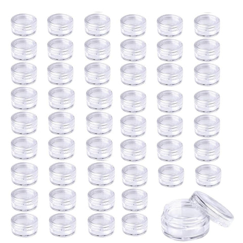 50 Pcs Sample Containers with Lids, 2.5 Gram Clear Sample Jars, Empty Lip Balm Containers with Lids, Small Makeup Travel Containers for Makeup, Lotion, Eye Shadow, Powder, and Lip Balms