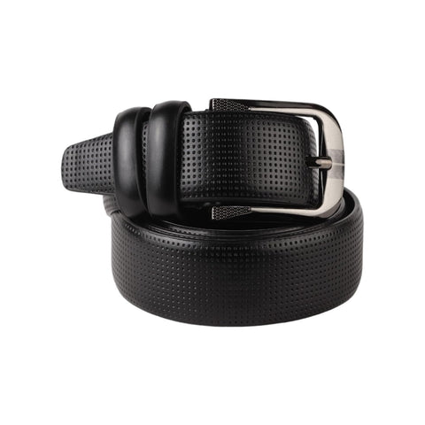 Men's Classic Leather Fashion Belt With Metal Buckle - Black - Adult - Golf - Fashion Belt - Buckle Closure - Solid Pattern - Dry Clean Only