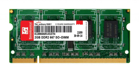 Simmtronics 2GB DDR2 667 MHZ (5300) So-Dimm Laptop (2GB DDR2 Laptop) Ram with 3 Years Warranty