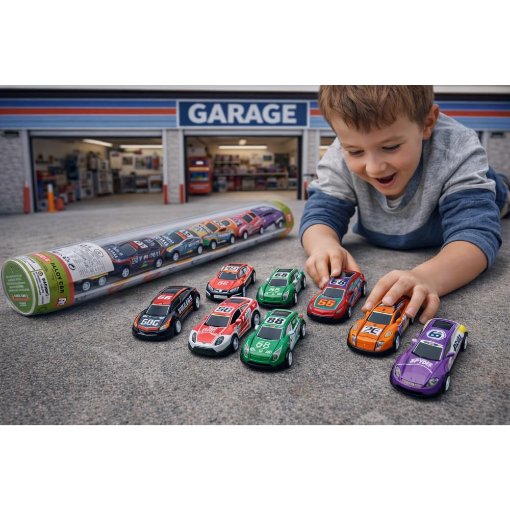 Sports and Police Mini Car Set - Multi Color and Smooth Motion with Perfect Storage Bag - Poly Pack Cars (12 Cars)