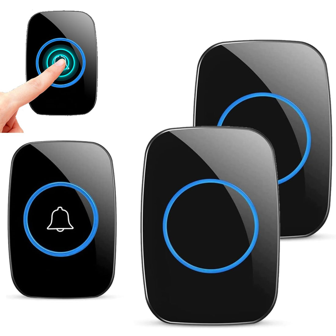 LinJie Wireless Doorbell, Plug-in Waterproof Doorbell, 1000 Feet Range With 1 Transmitter And 2 Plug In Receptors,3 Levels of Volume, 38 Melodies, Suitable For Families/Office Buildings/Restaurant ﻿