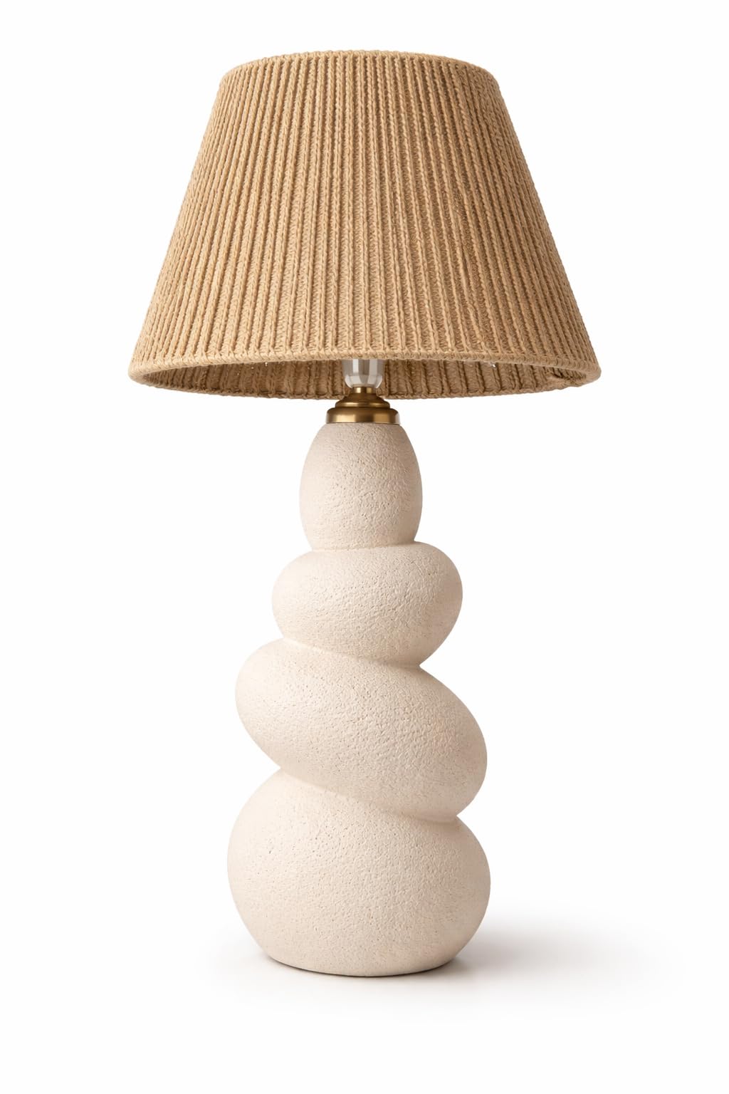 Calda Gravel Handcrafted Pottery Table Lamp – Unique Sculptural Stacked Stone Design, 100% Natural Clay with Rustic Jute Shade, Artisanal Decorative Lighting for Modern & Boho Homes