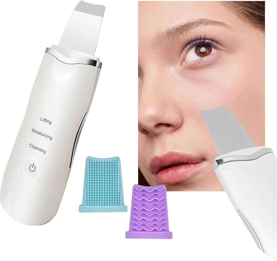Blackhead Remover Pore Cleaner Ultrasonic Skin Scrubber Facial Spatula Gentle Exfoliation for Nose Chin Forehead Portable