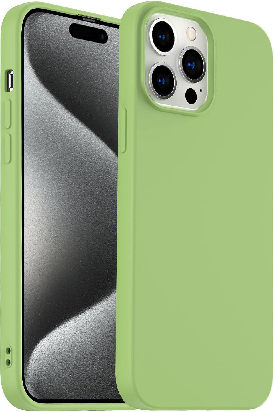 Next Store Compatible with iPhone 14 Pro Case Liquid Silicone Slim Fit 3 Layer Soft Rubber Shockproof Cover with Anti-Scratch Microfiber Lining (Fuchsia) (Olive)