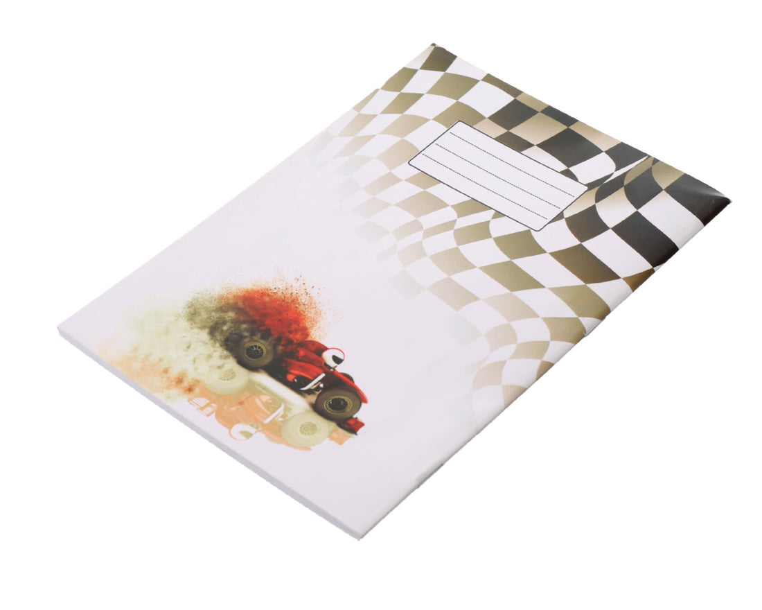 Extra Line School Notebook Stapled Squares 40 Sheets Racing Design Coated Cover