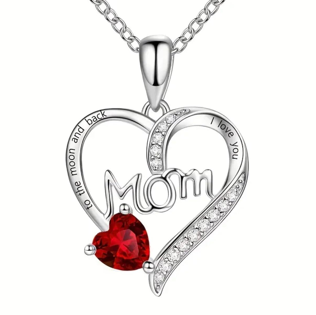 I Love You Mom Infinity Heart Necklace – Meaningful Mother’s Day Gift in Stainless Steel