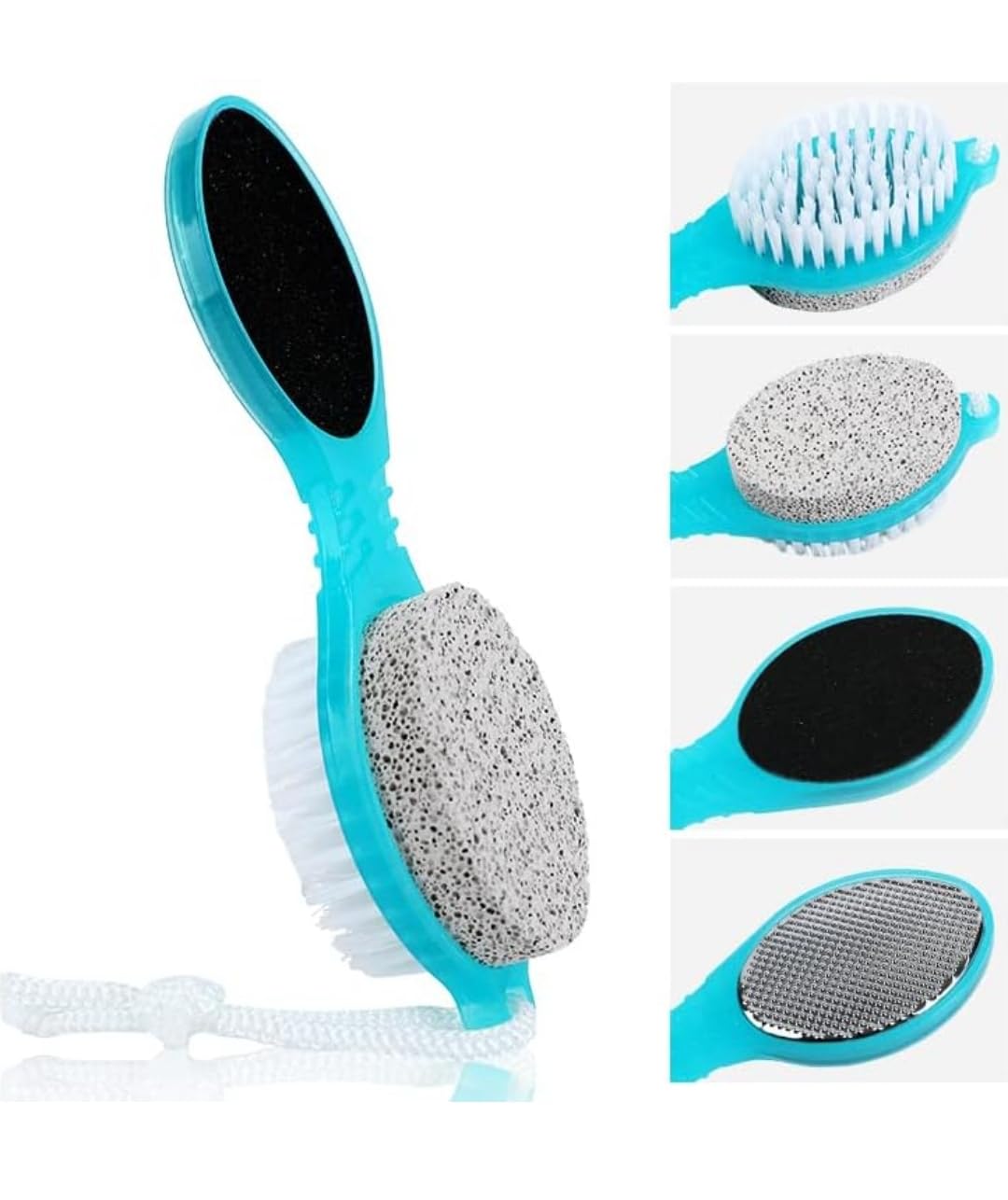MOHAT, 4 in 1 Pedicure Tool Foot Scrubber Brush Foot File Callus Remover with Foot Rasp, Pumice Stone, Nail Cleaning Brush and Sand Paper for Dry and Wet Foot Care Dead Skin Remover (MULTI COLOR) (1)