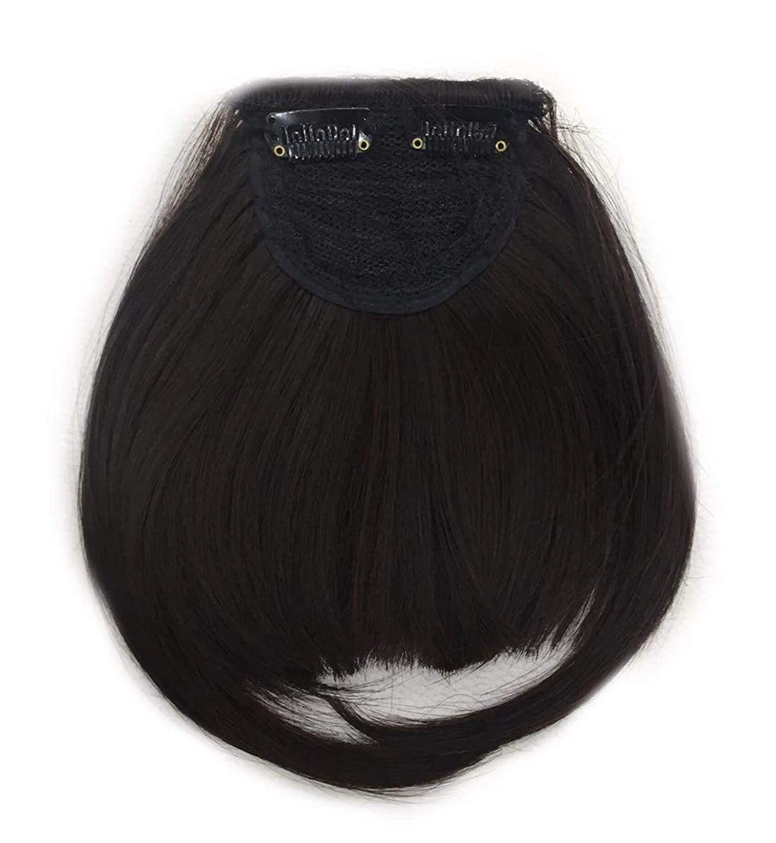 not known Clip in human hair full fringe bangs - black
