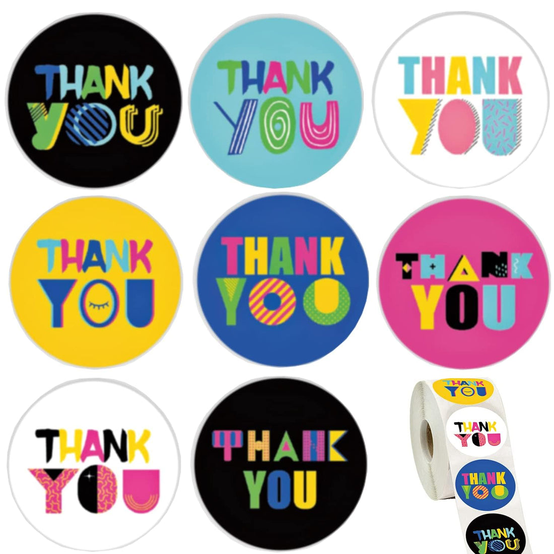 NALACAL 1.5 Inch Thank You Stickers | 500PCS Roll | Cute Stickers for Party Favors, Baby Shower, Birthday, and Gift Packaging