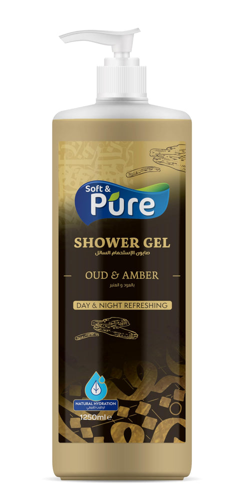 Soft & Pure Shower Gel - Oud & Amber, 1250 ml
