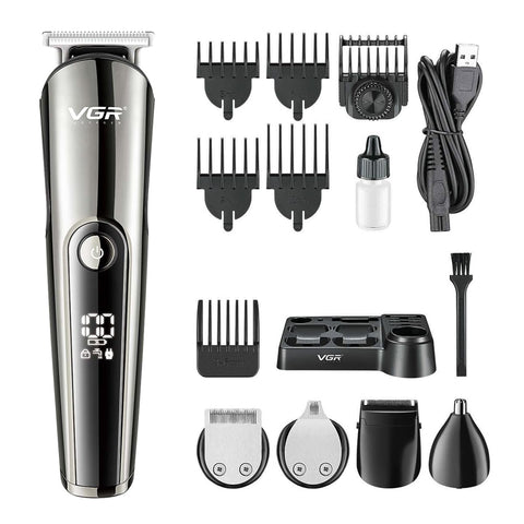 VGR V-107 Professional 11in1 IPX6 Washable Grooming Kit Trimmer for Men, 150 min Runtime (Silver, Black)