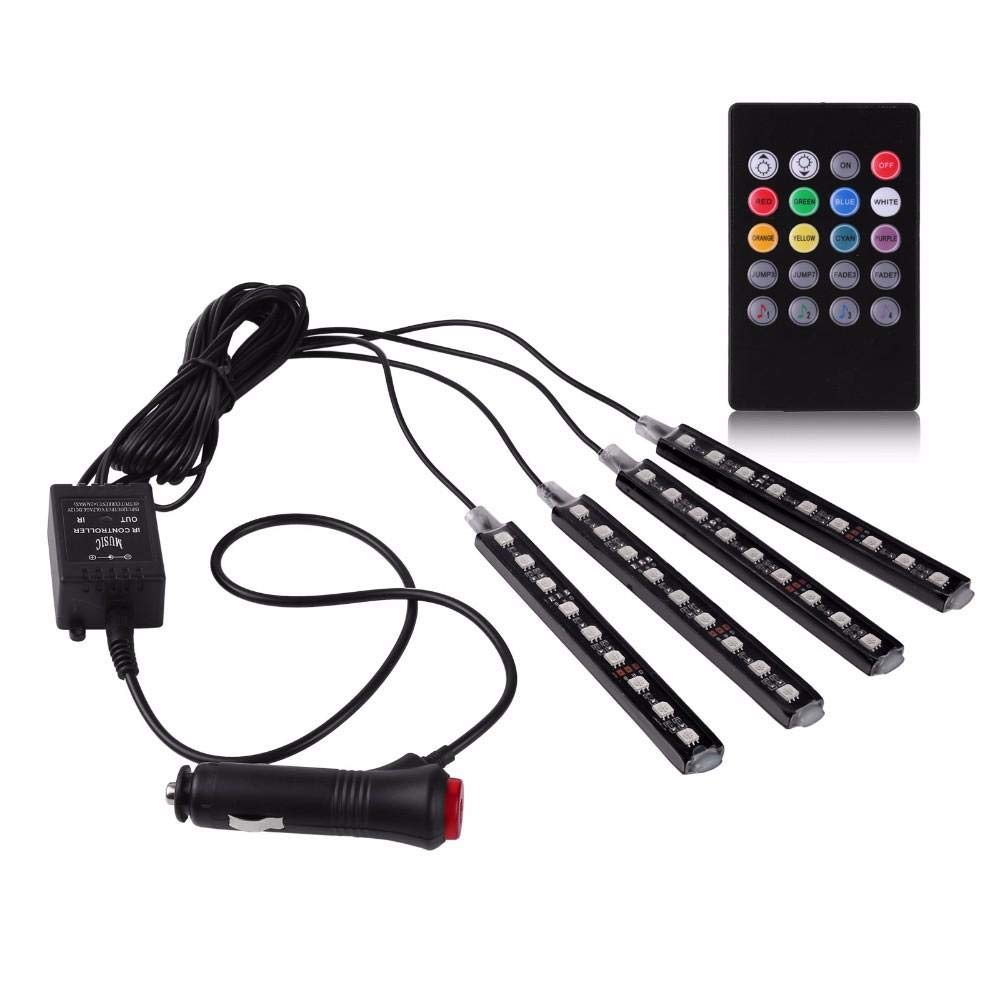 Generic Wireless Remote/Music/Voice Control Car RGB LED Neon Interior Light Lamp Strip