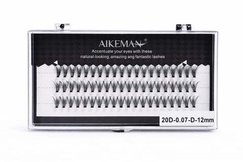60 Pcs 20D Mink Cluster Lashes 12mm, 0.07 Thickness D Curl Individual Volume Lash Fans for Salon Professional & DIY Lash Extension Application